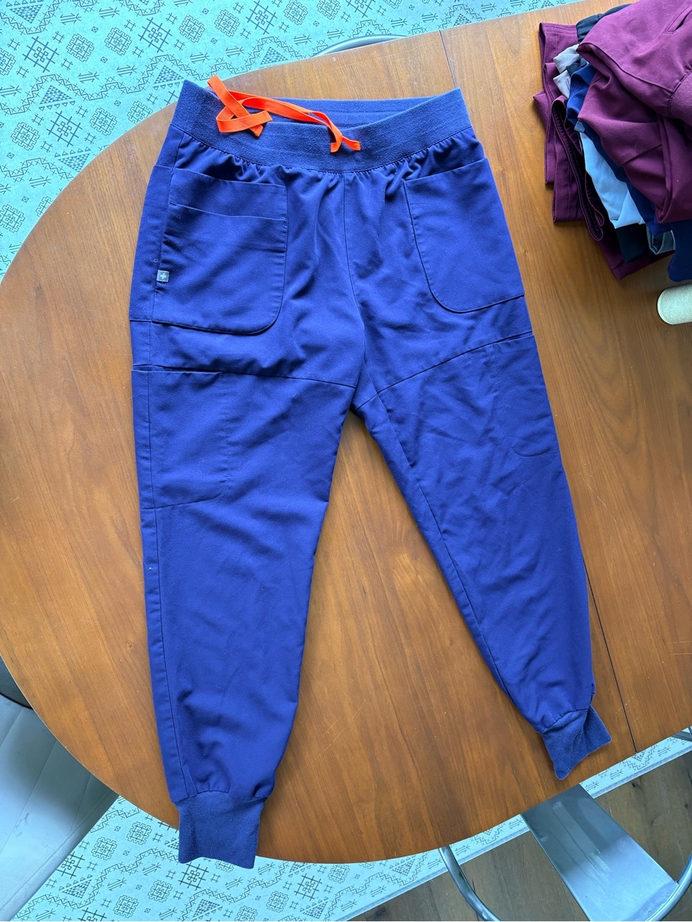 Figs Technical Collection Scrub pants in Deep Purple with White Print